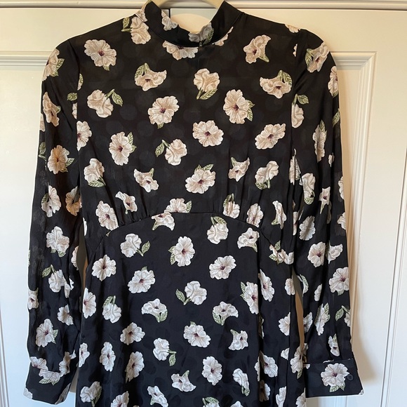 NWT - Zara - Floral Print Midi Dress - Mock Neck Collar - Picture 5 of 12